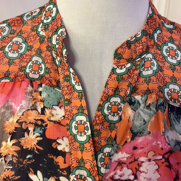 Figuerca & Flower Sheer Multi Print Blouse Womens Size Small - Picture 4 of 8